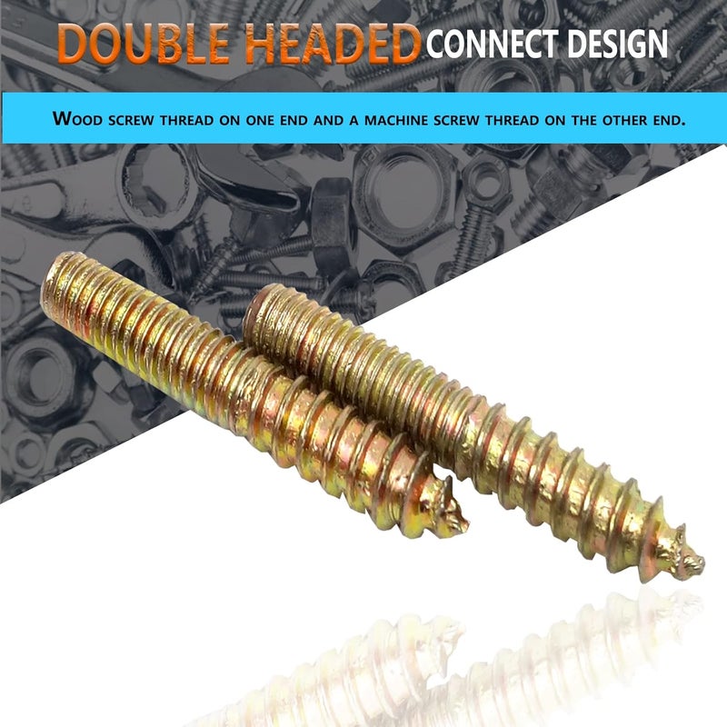 DGZ 20Pcs Hanger Bolts Double Headed Bolts Kit,with (M4x0.7mm) Hanger Bolt Driver, Hanger Bolts for Wood Furniture(M4x25mm) - Image 2